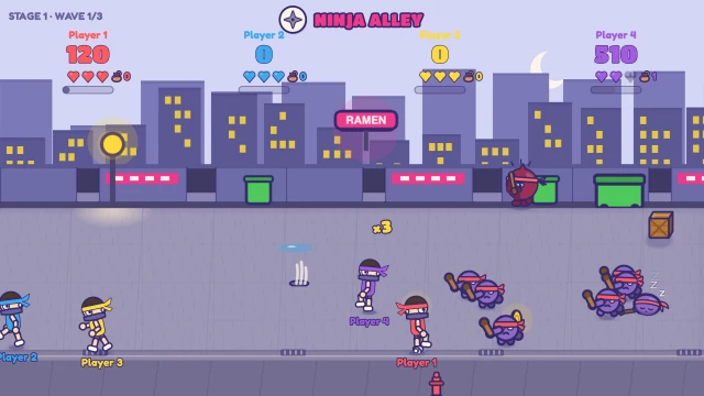 Ninja Alley: One to four ninjas, ten streets, ten bosses. Fight through it together!