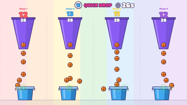 Quick Drop: Drop your balls into the moving bucket. Most catches wins!