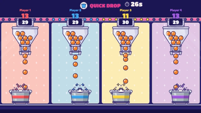 Quick Drop: Drop your balls into the moving bucket. Most catches wins!