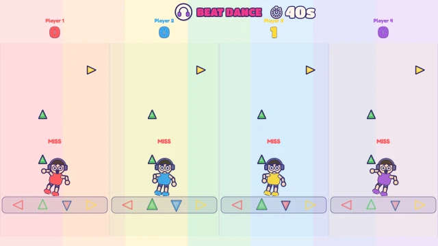 Beat Dance: Hit the arrows on the beat. Biggest score wins!