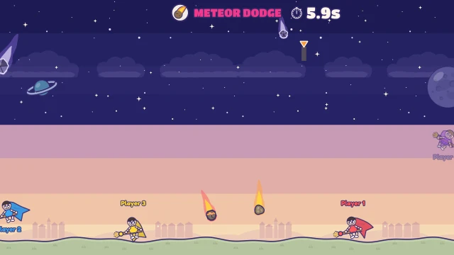 Meteor Dodge: Dodge the falling meteors. Last one alive wins!