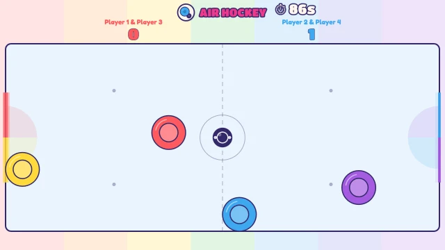 Air Hockey: Slide and score! First to 7, or most goals in 90 seconds.