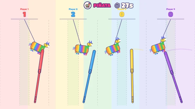 Piñata: Whack the piñata as it swings past. Most hits wins!