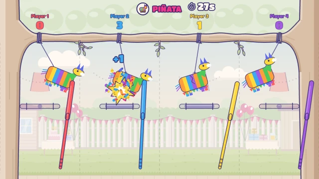 Piñata: Whack the piñata as it swings past. Most hits wins!