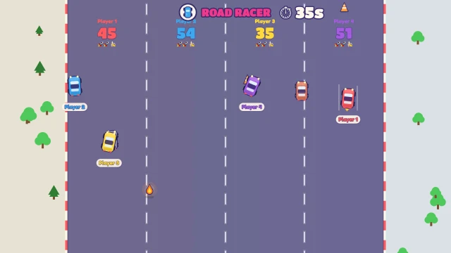 Road Racer: Dodge the traffic, grab boosts and missiles. Go the furthest!