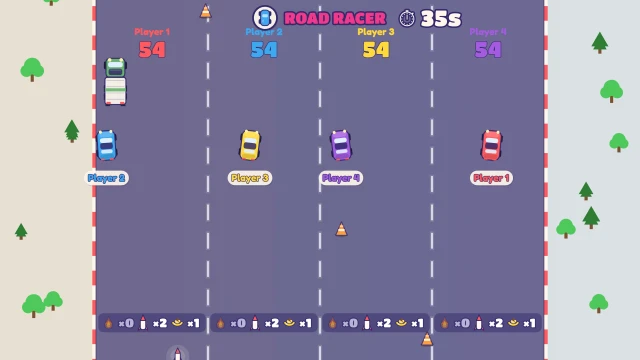 Road Racer: Dodge the traffic, grab boosts and missiles. Go the furthest!