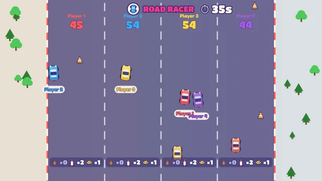 Road Racer: Dodge the traffic, grab boosts and missiles. Go the furthest!