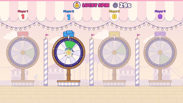 Lucky Spin: Stop the needle on the green. Most stops wins!