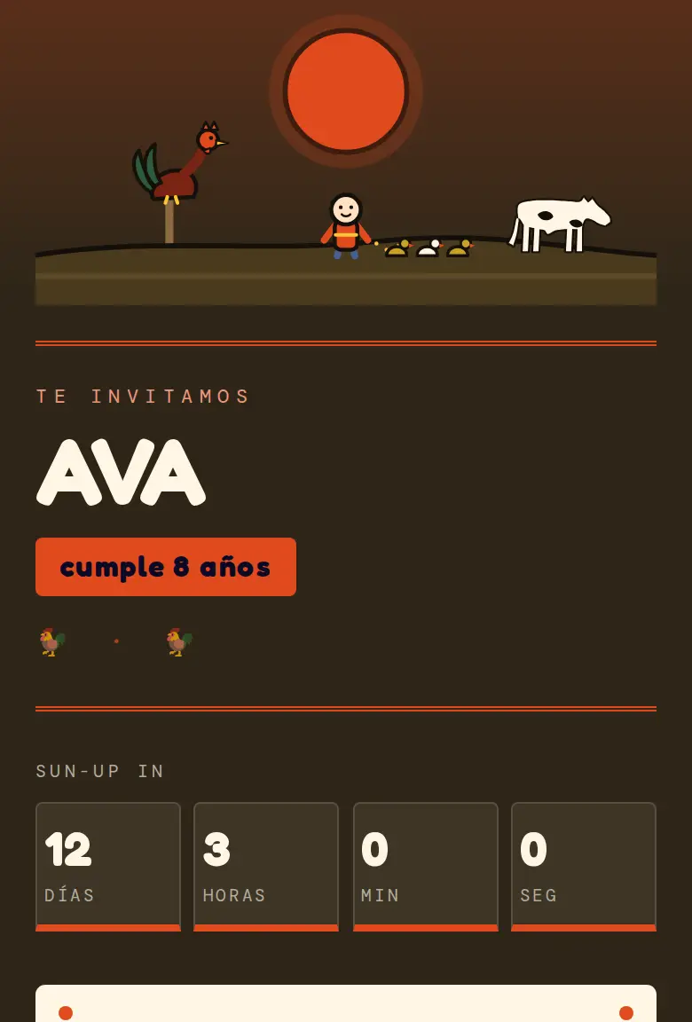 Invitación de fiesta La granja, diseño Primera luz