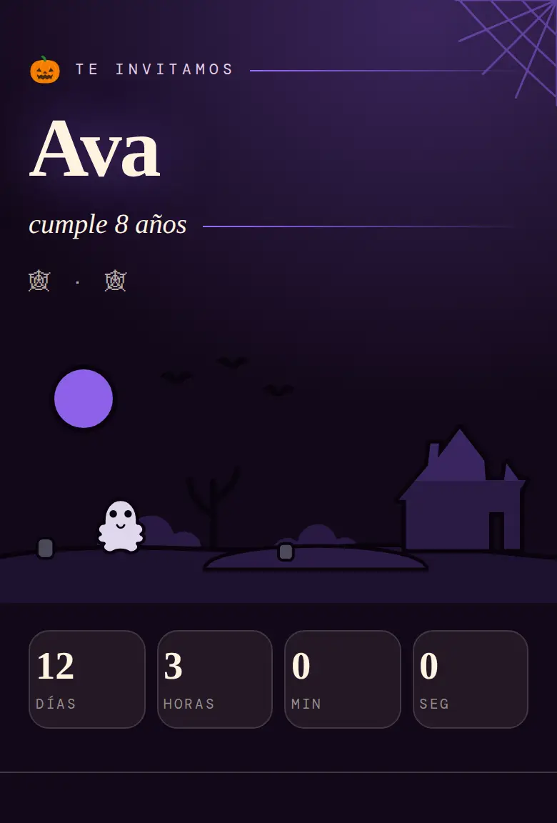 Invitación de fiesta Halloween, diseño Embrujada