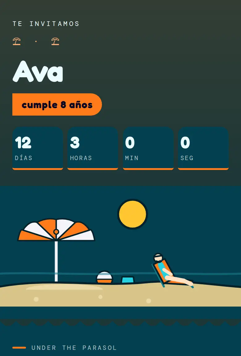 Invitación de fiesta Chapuzón de verano, diseño Sombrilla