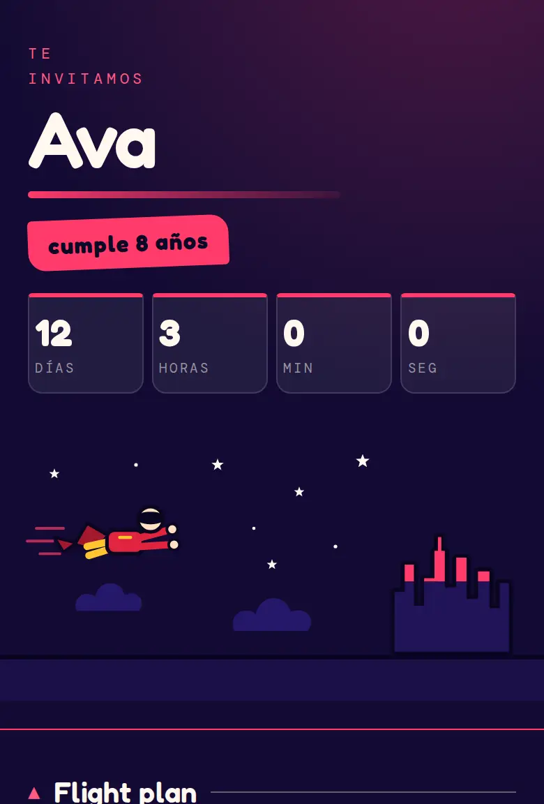 Invitación de fiesta Superhéroes, diseño Vuelo