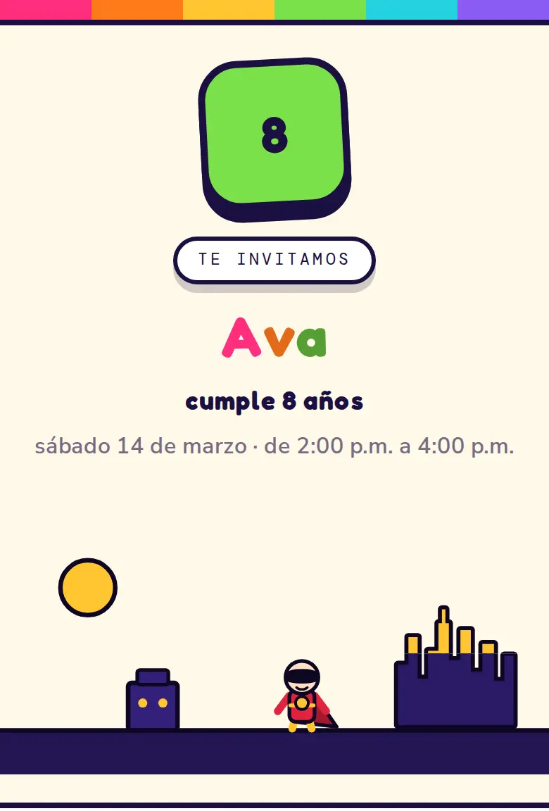 Invitación de fiesta Superhéroes, diseño Azotea